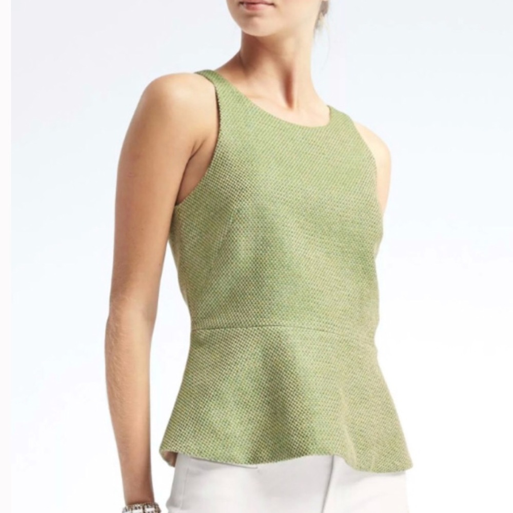 Banana Republic Green Tweed Peplum Top